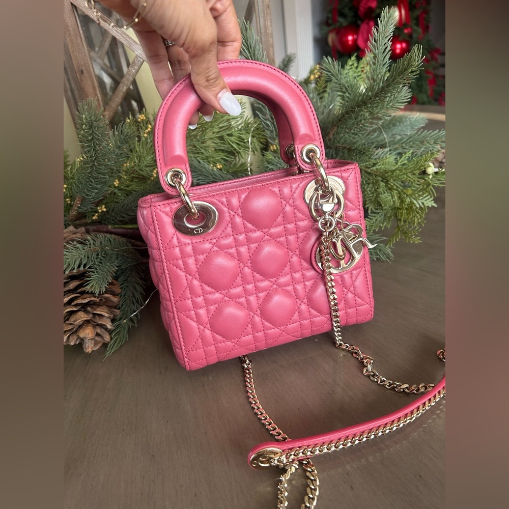 Mini Lady Dior classic bag pink - Picture 10 of 13